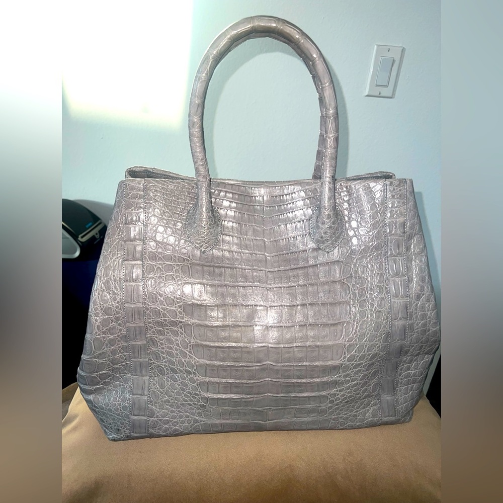 Nancy Gonzalez Grey Crocodile bag